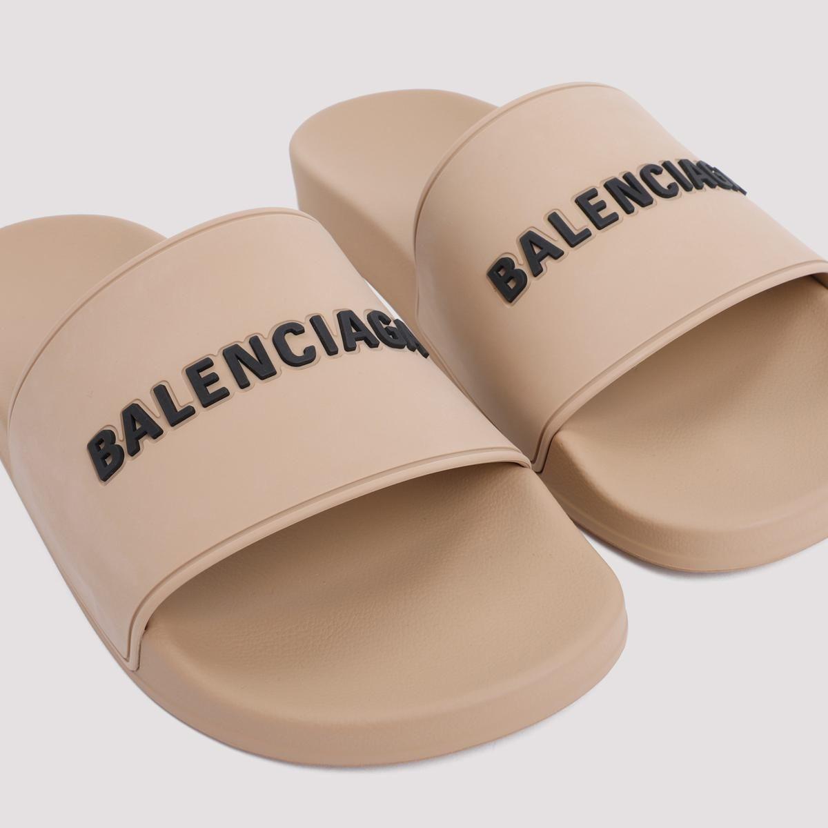 Balenciaga Pool Slide Logo Shoes in White for Men | Lyst