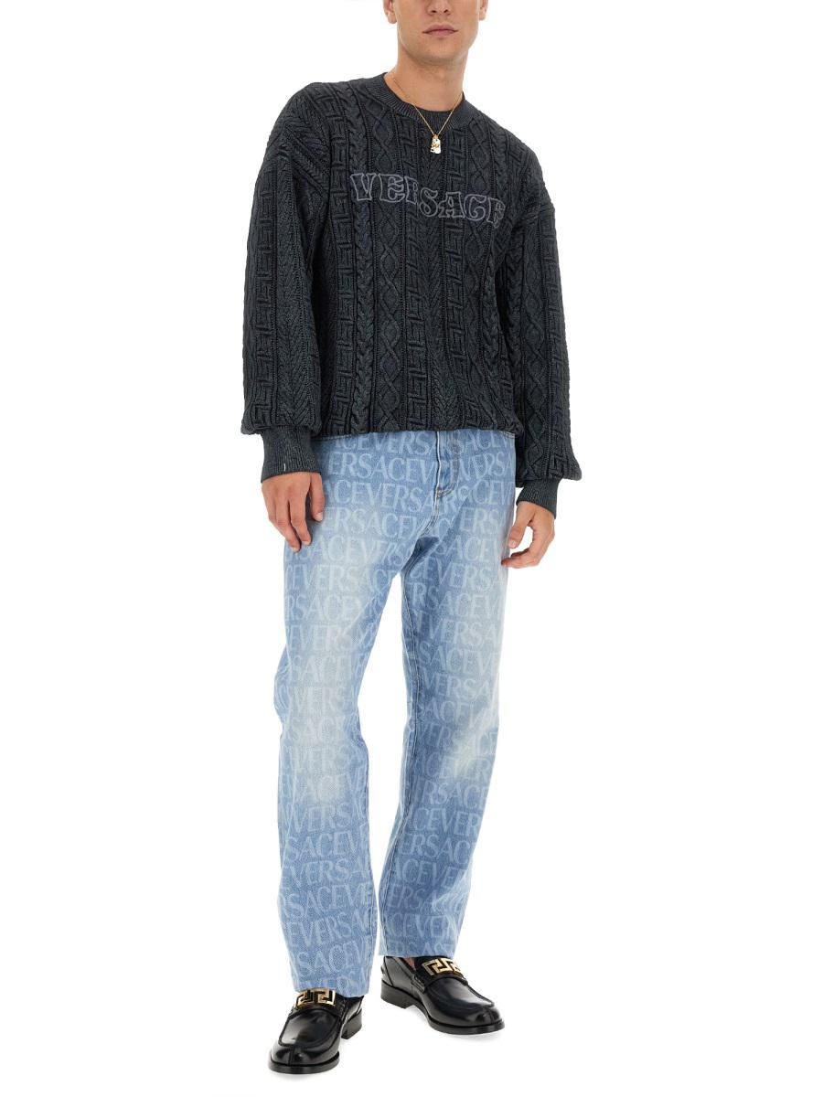 【送料&関税込】Versace Knit With Greek Braid Work Versace V-neck sweaters for Men | Online Sale up to 71% off