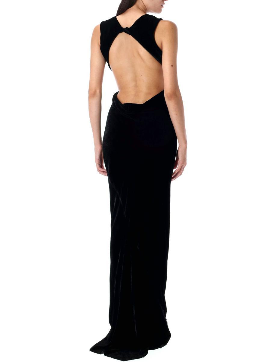 パーティードレス Rick Owens Black Evening Dress With Deep V-Neckline And Rick Owens Black Dress With Deep V-Neckline And Cutout