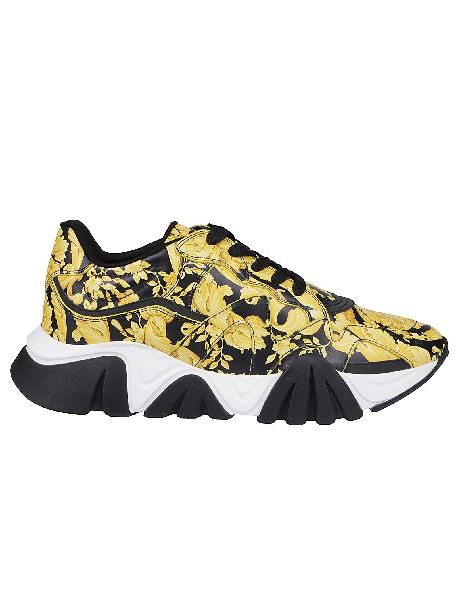 Versace Yellow And Black Leather Squalo Sneakers for Men - Lyst