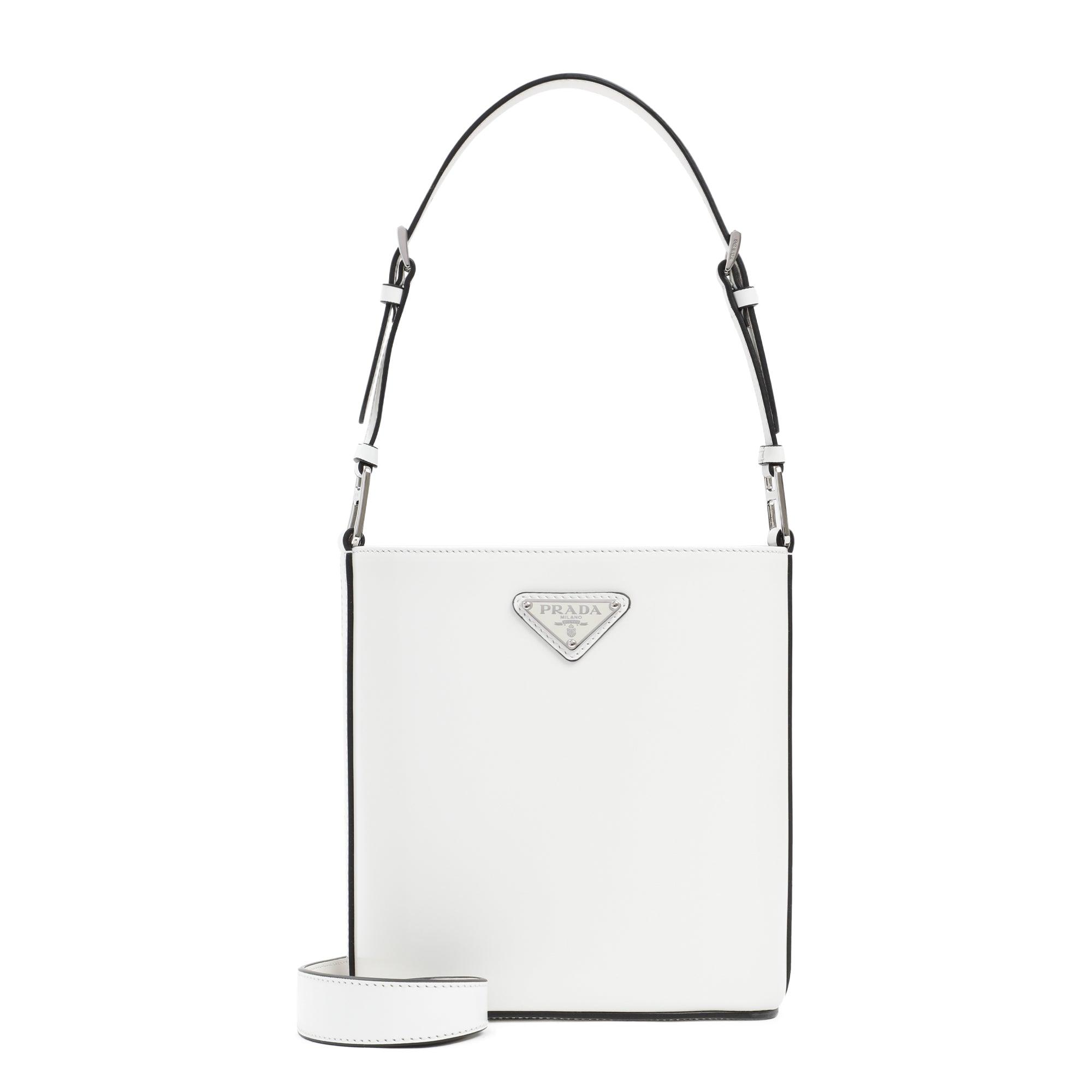 white prada bucket bolsa