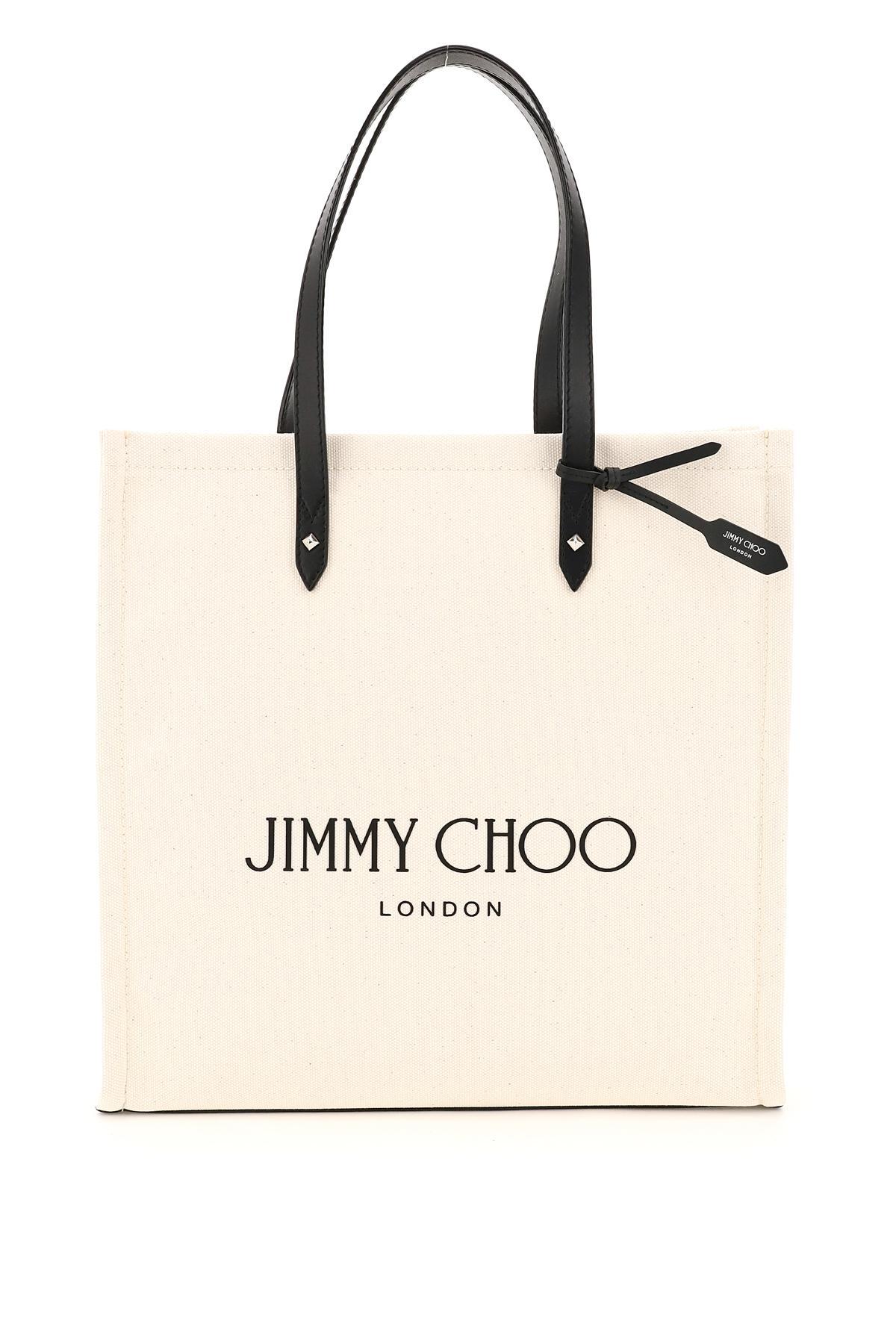 Jimmy Choo Canvas Tote Bag With Logo in Natural | Lyst
