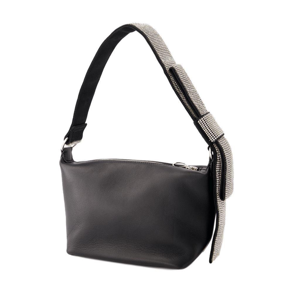 トートバッグ KARA Black Nappa Leather Handbag Prada Black Nappa Antique Leather Drawstring Tote Bag BR4229