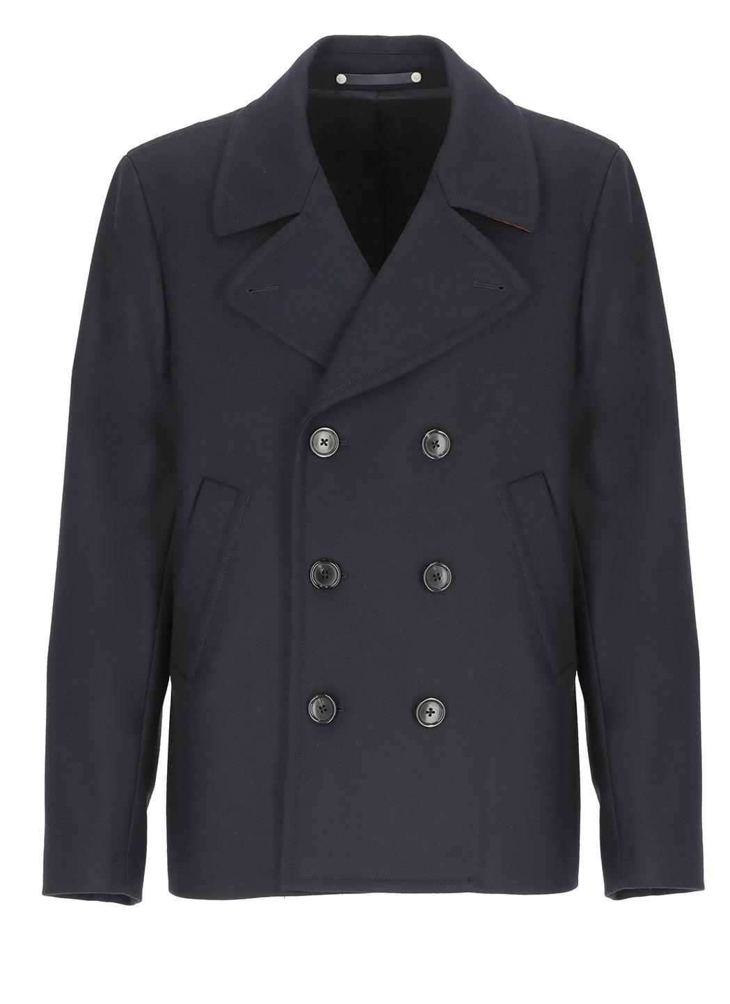 PS by Paul Smith Car Double Breasted Coat in Blue for Men | Lyst