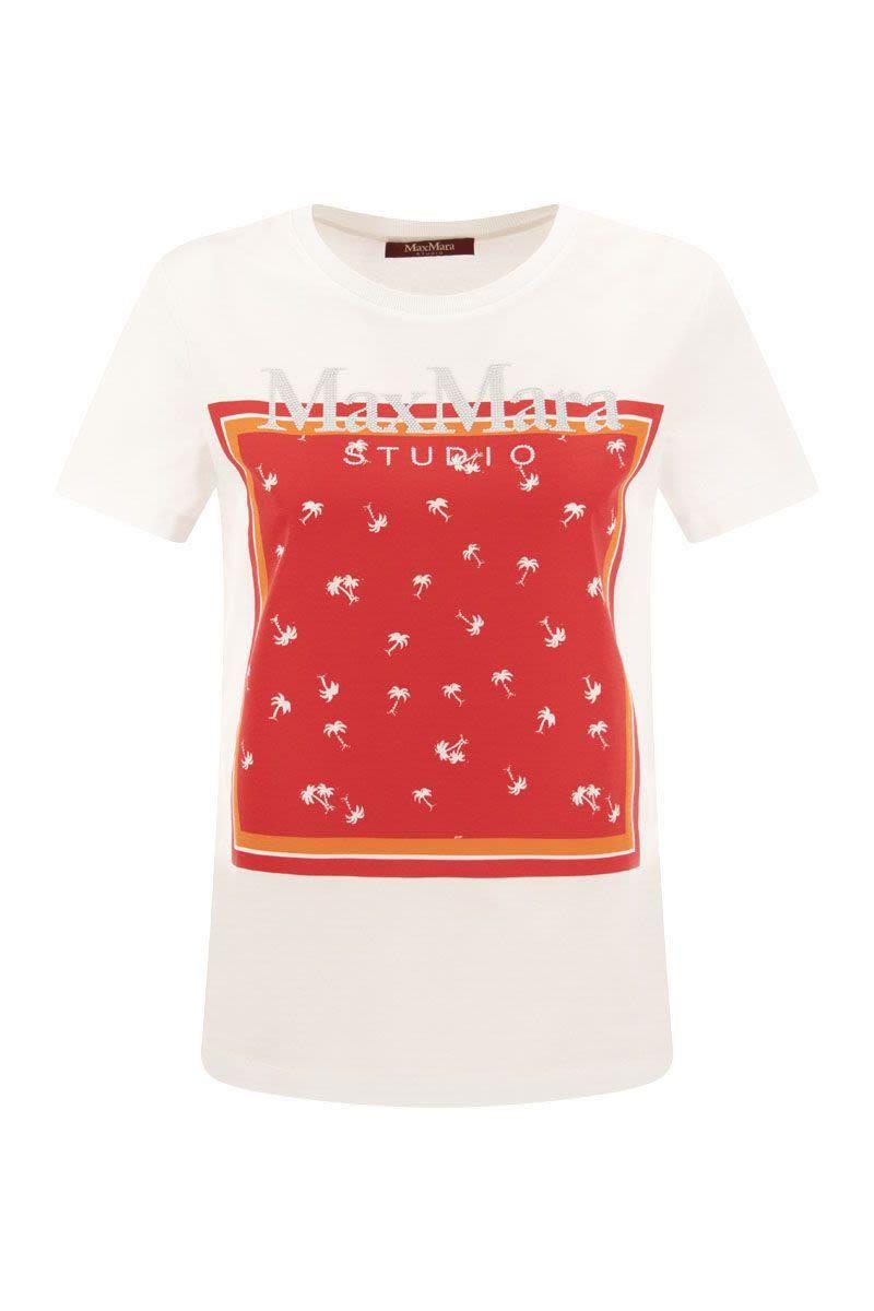 Max Mara Studio Wien - Short-sleeved T-shirt With Print in Red | Lyst