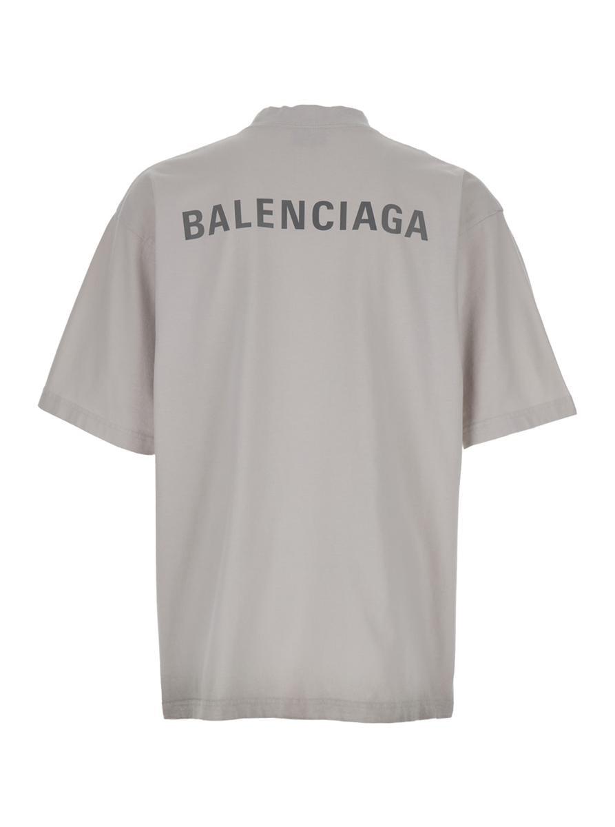 Balenciaga T-Shirt With Logo Lettering in Gray for Men | Lyst
