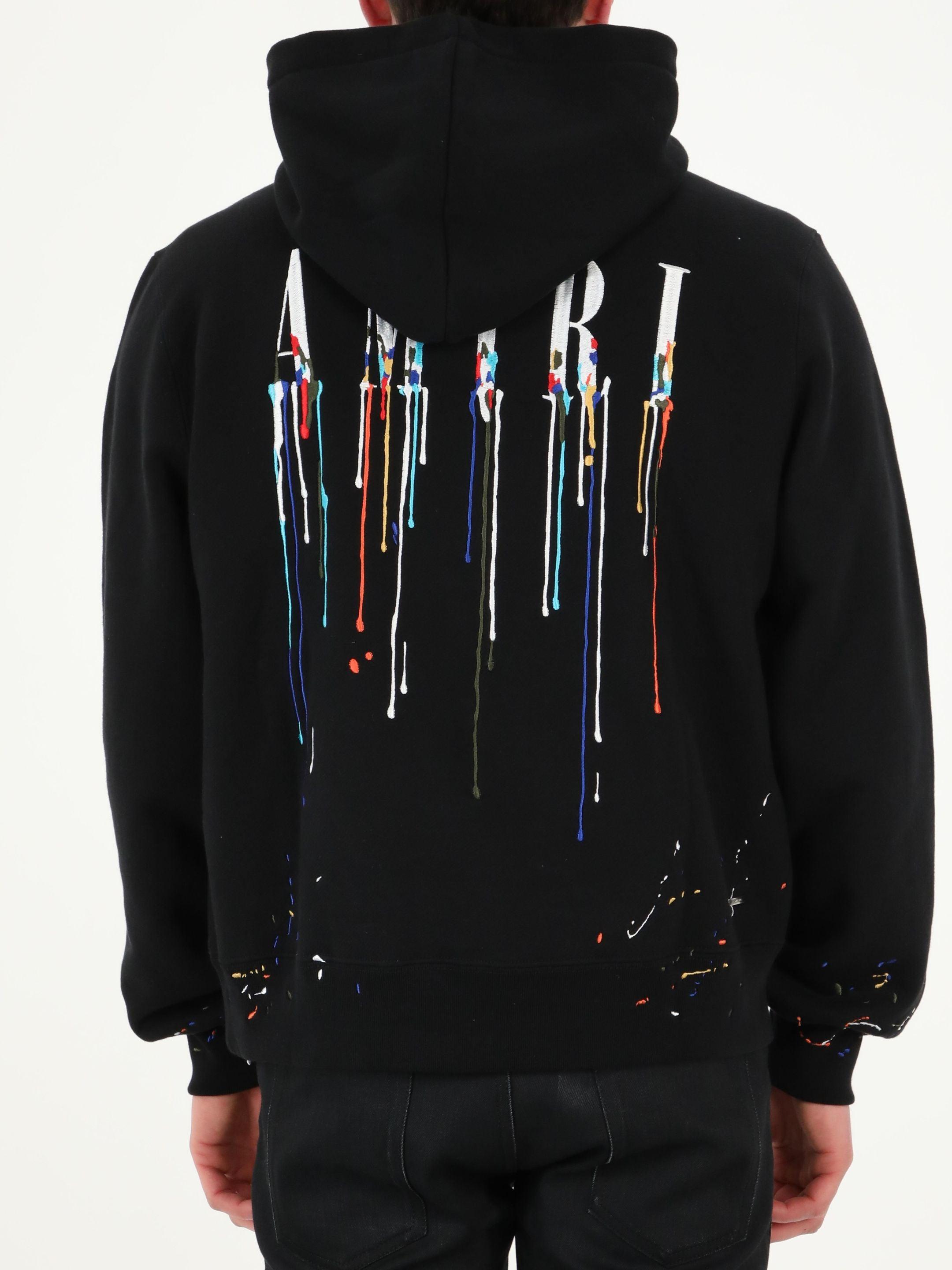 AMIRI Black Embroidered Paint Drip Core Logo Hoodie for Men