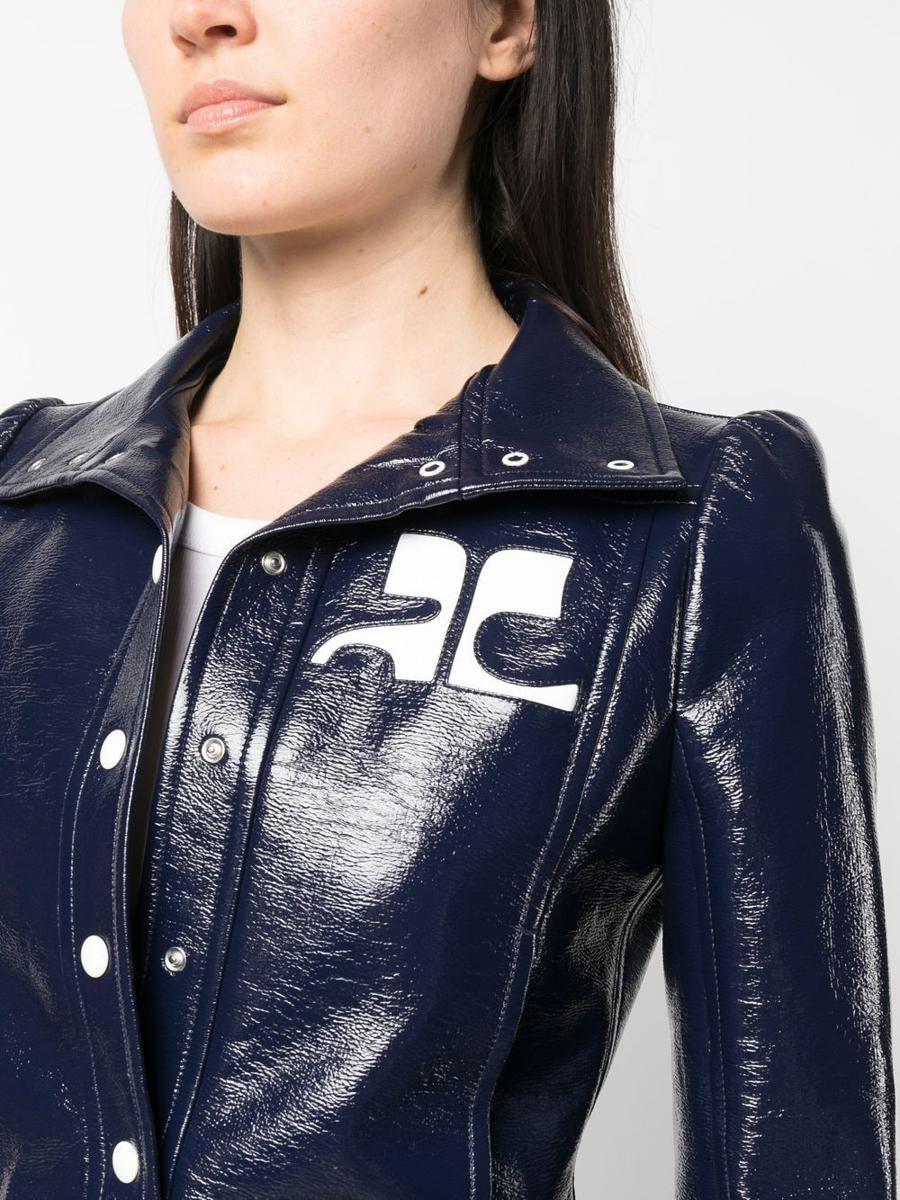 Courreges Vinyl Jacket With Logo in Blue | Lyst