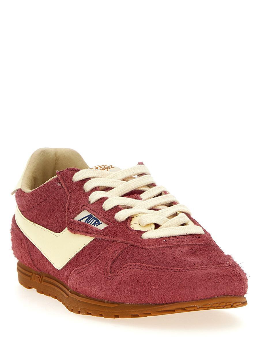 スニーカー AUTRY RED WINDSPIN SNEAKERS Red Windspin leather-trimmed brushed suede sneakers | AUTRY