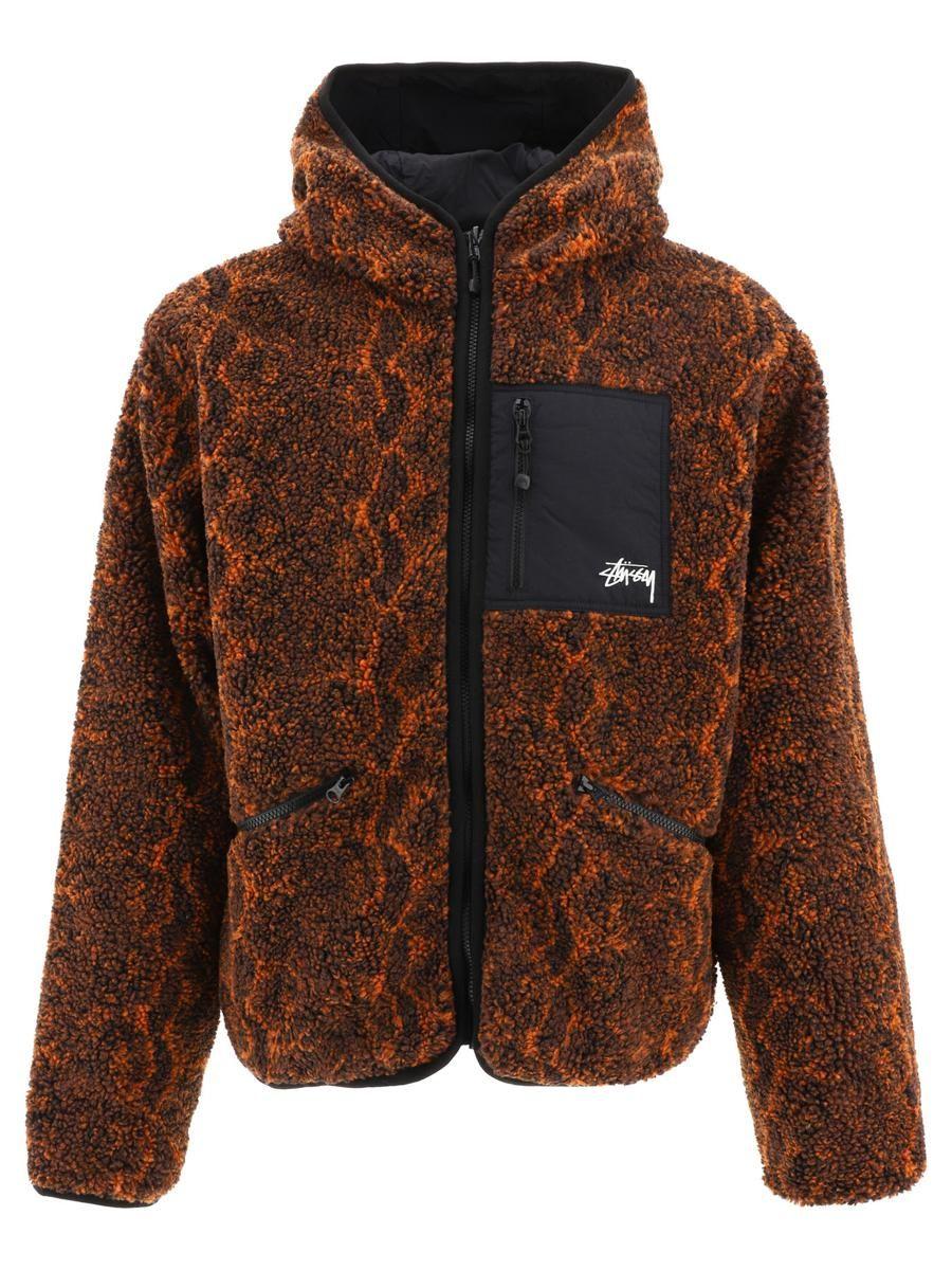 Stussy Snake Jacquard Fleece Jacket in Brown for Men | Lyst