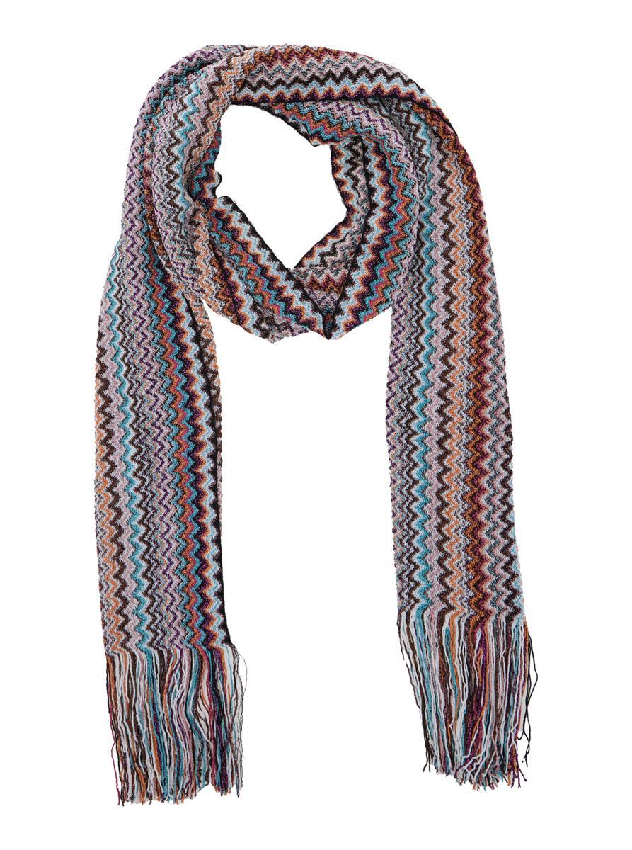 スカーフ MISSONI FW25 SCIARPA 40/45X200+FR DA229 (SC35VMDA229 0001) 100% silk scarf with zigzag pattern Multicoloured | Missoni