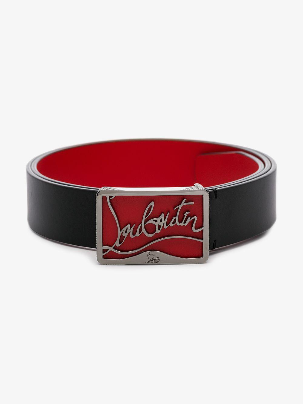 Christian Louboutin Ricky Logo-buckle Leather Belt in Black/Red 