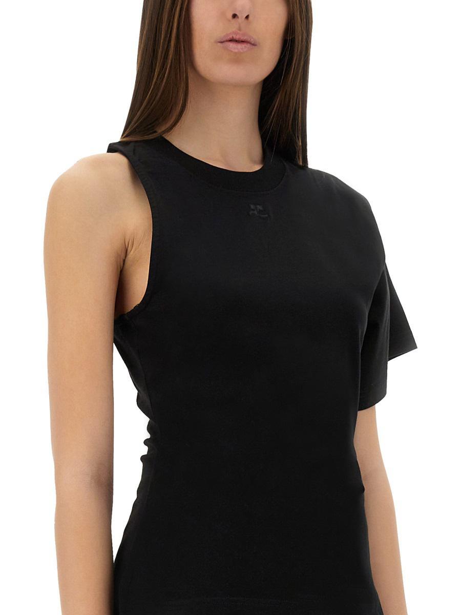Tシャツ・カットソー Courreges One-Shoulder T-Shirt In Scuba Courrèges one-sleeve scuba-jersey T-shirt | White | FARFETCH CA