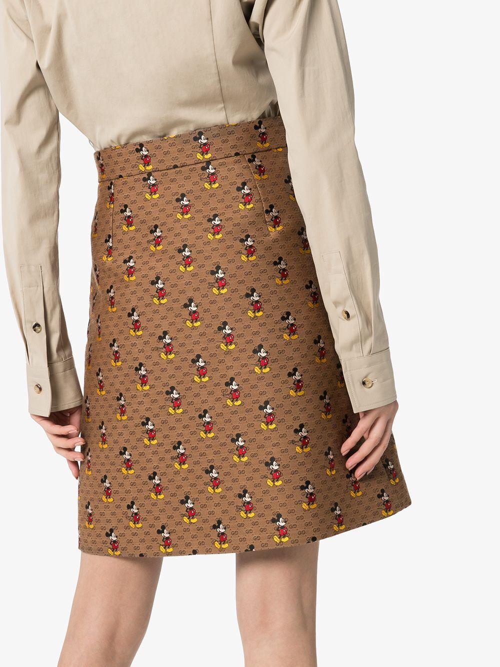 Gucci Wool X Disney Mickey Monochrome Skirt in Brown - Lyst