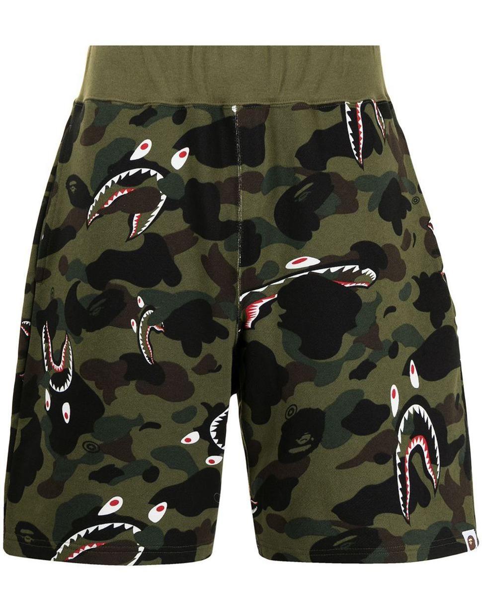 A Bathing Ape Shark 1st Camo Wide Shorts in Gray for Men | Lyst
