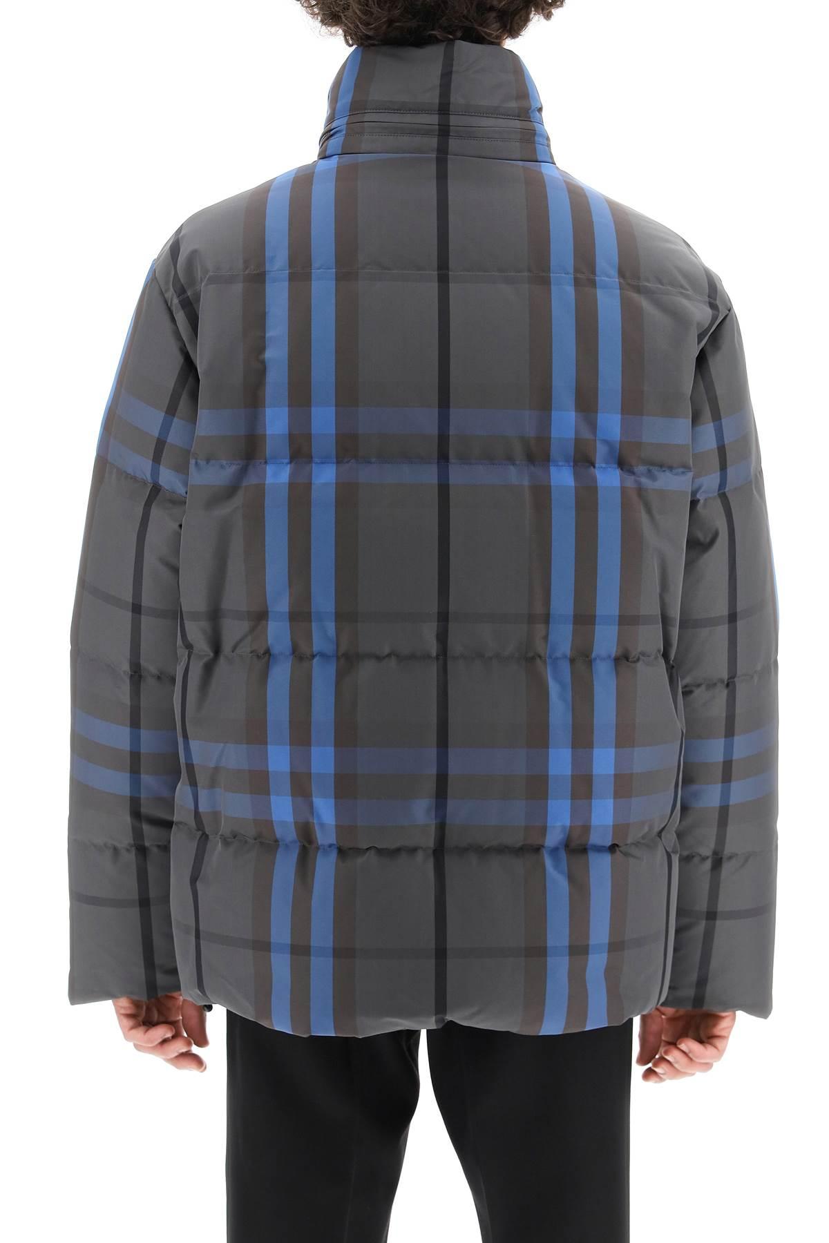 Burberry Check Nylon Reversible Down Jacket in Blue for Men | Lyst