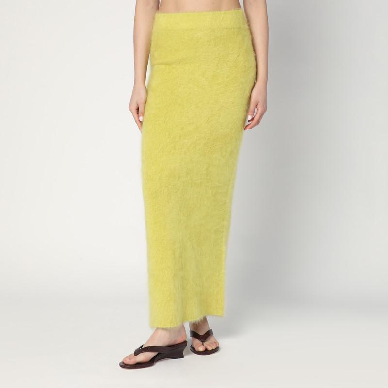 スカート Soft Goat Long Lime-coloured brushed cashmere skirt Soft Goat Long Lime-Coloured Brushed Skirt in Yellow | Lyst