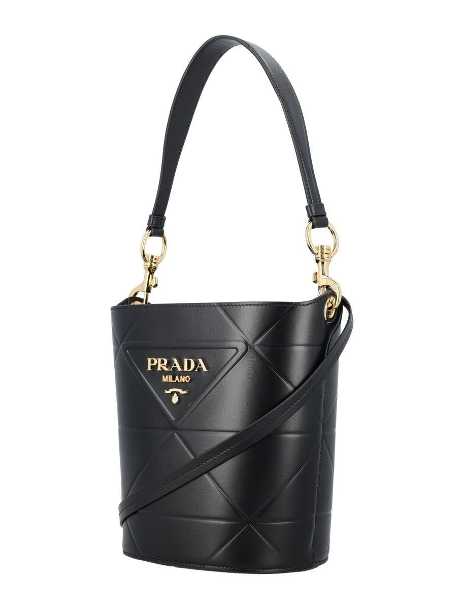 Prada Small Leather Bucket Bag - Black