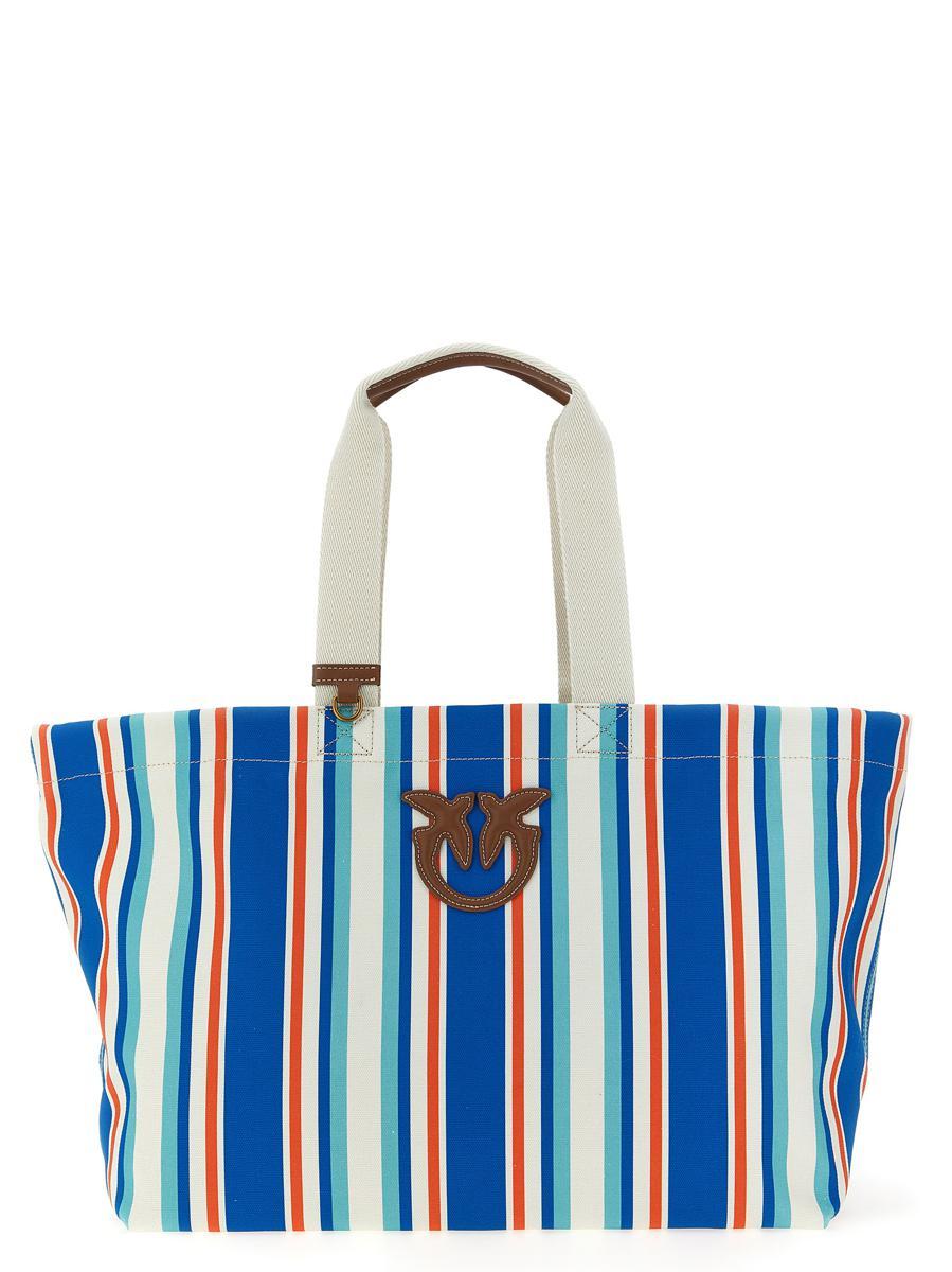 トートバッグ PINKO Maxi stripes shopping bag Multicolor Pinko Maxi Stripes Shopping Bag in Blue | Lyst