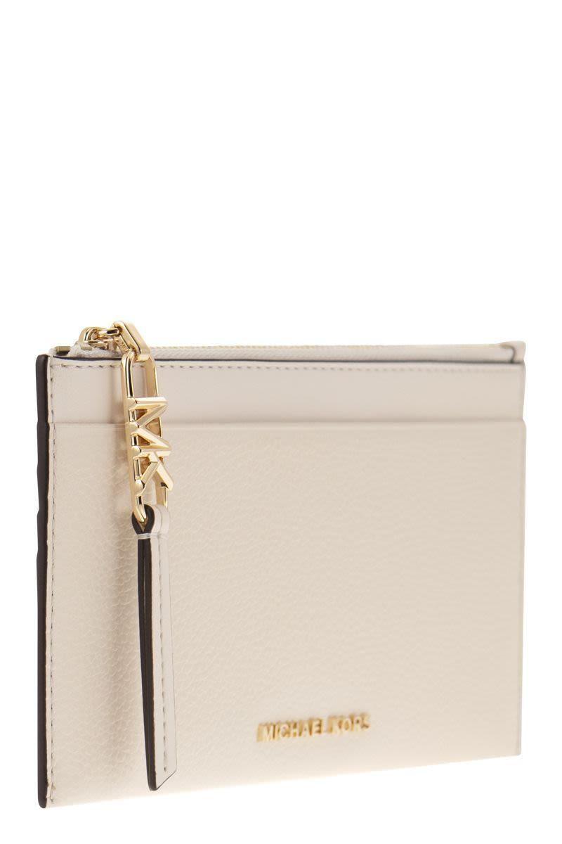 Michael Kors Large Credit Card Holder In Grained Leather in Natural | Lyst
