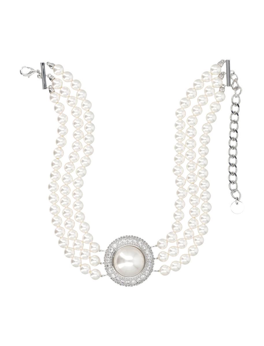 ネックレス・ペンダント Self-Portrait Small Crystal Pearl Choker Crystal Flower Pearl Choker – self-portrait-US
