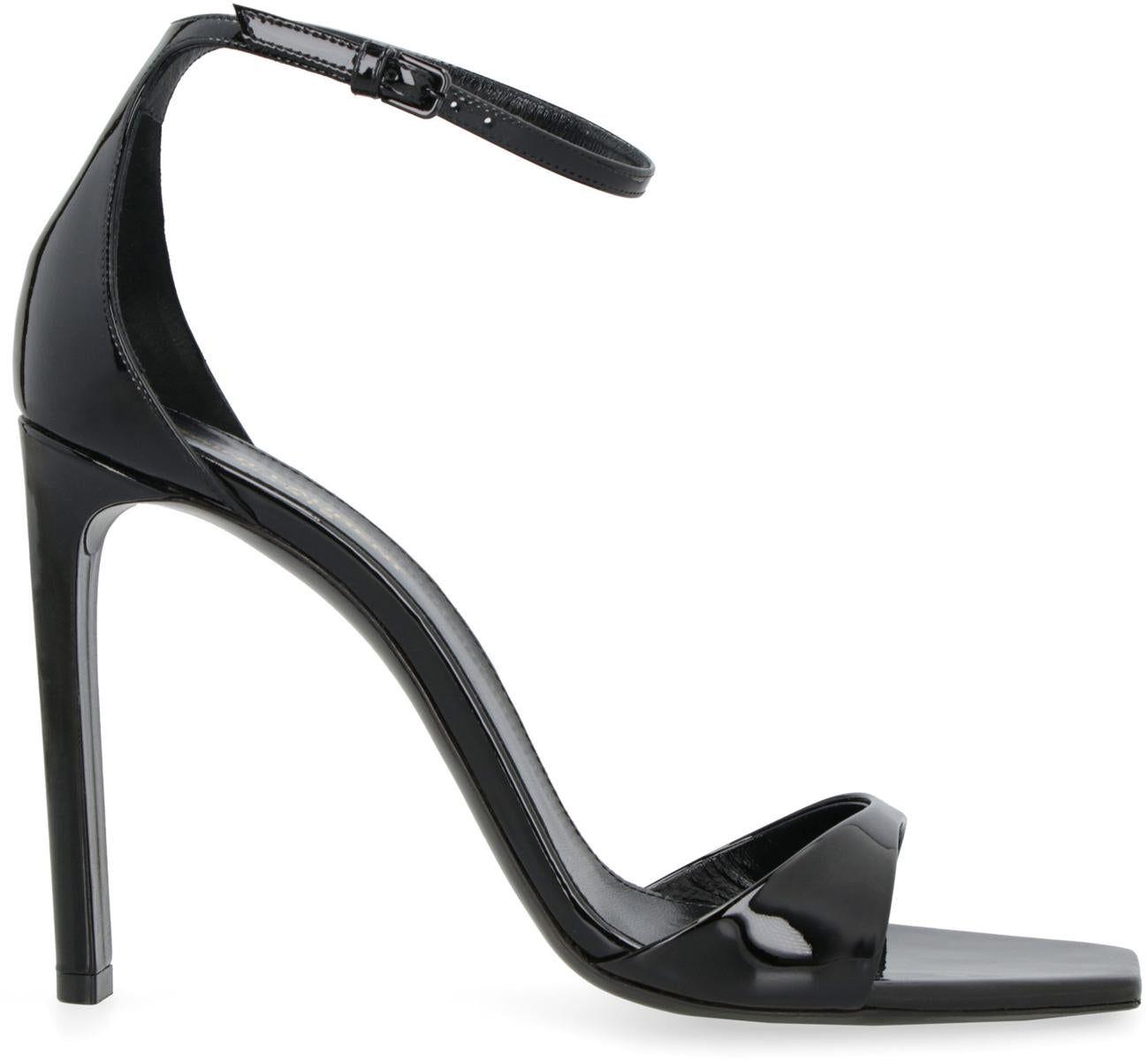 Saint Laurent Bea Patent Leather Sandals in Black | Lyst