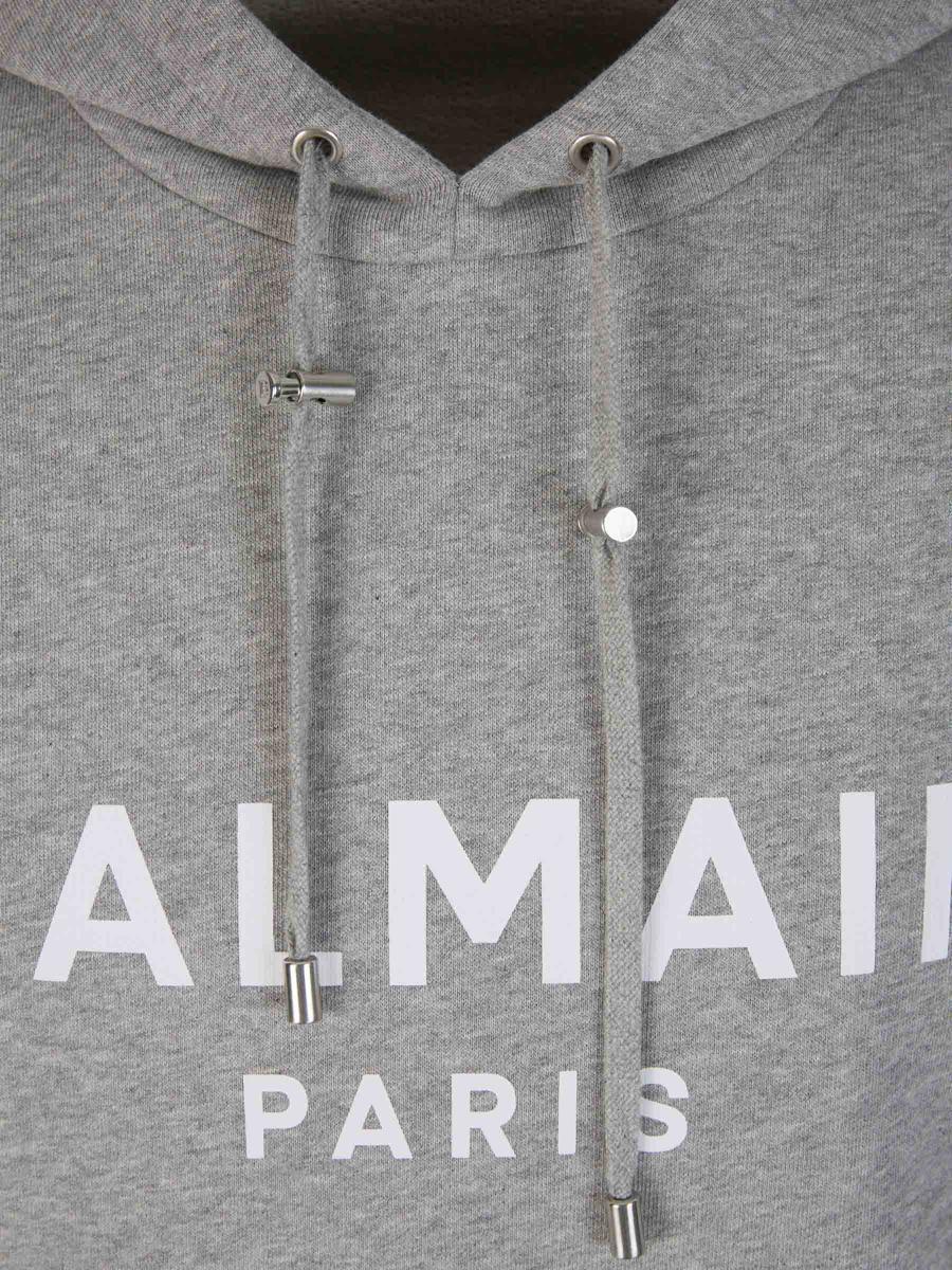 Balmain Logo Hood Sweatshirt in Grey for Men Lyst Australia