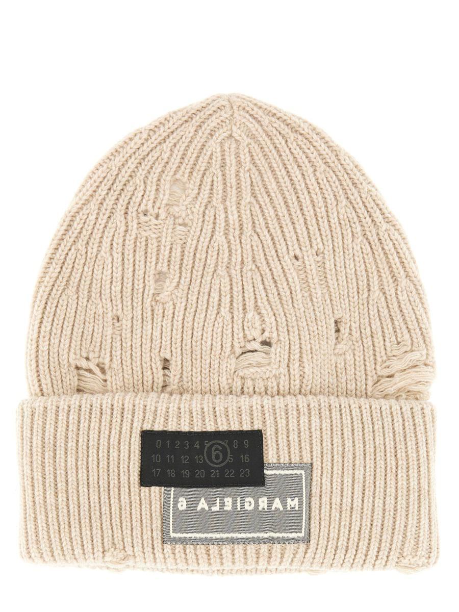 帽子・その他 Beanie - MM6 Maison Margiela - Wool - Beige MM6 Maison Margiela Black & Beige Amended Bicolor Beanie MM6