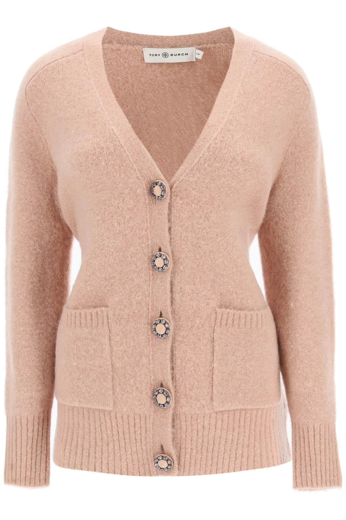 tory burch button embellished cardigan