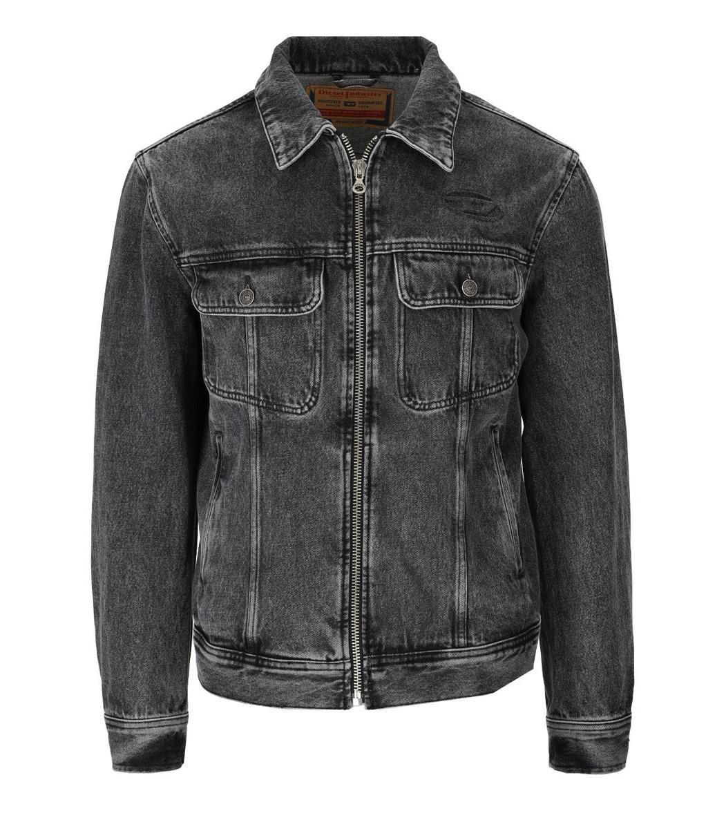 DIESEL Dbarcyzf Anthracite Grey Denim Jacket in Black for Men Lyst