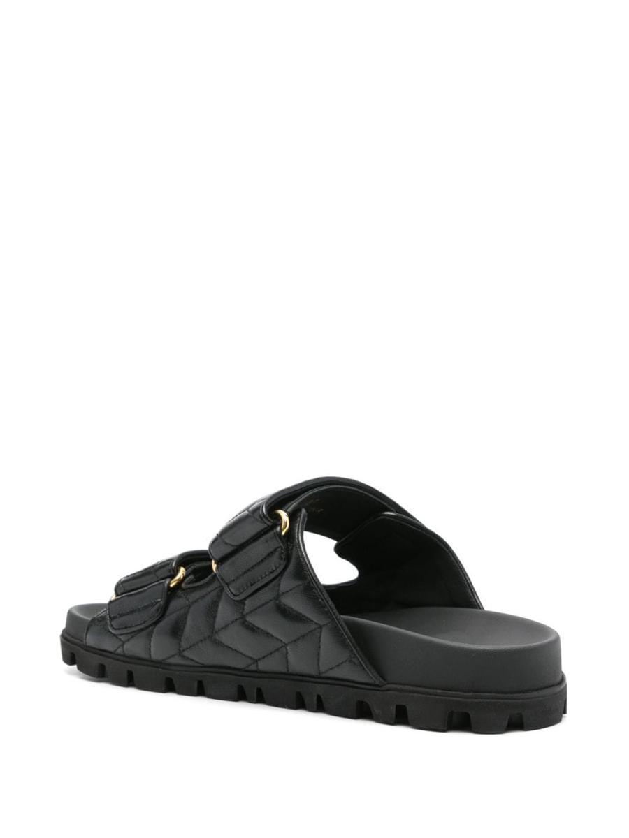 Miu Miu Quilted Nappa Sandals in Black | Lyst