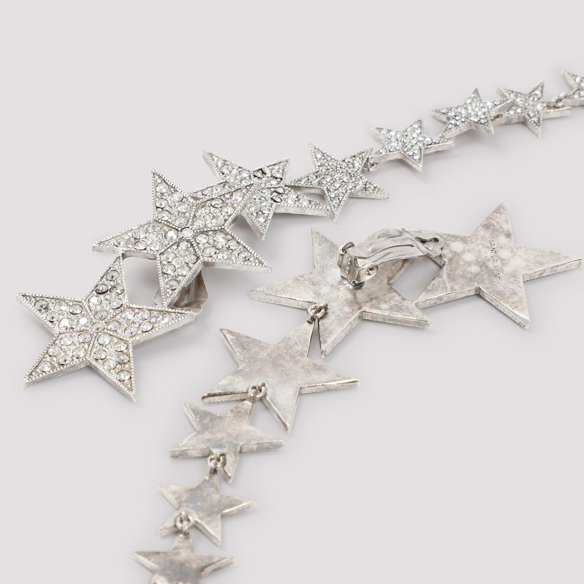 Saint Laurent Long Falling Star Earrings Jewellery in White | Lyst