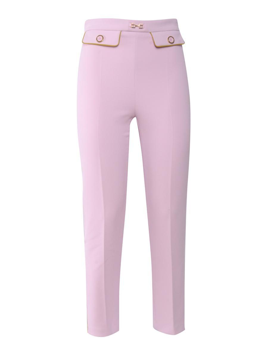パンツ ELISABETTA FRANCHI Women Straight Pants PAS7151E2DJ2 Pink Elisabetta Franchi stretch crêpe pants with flaps for women