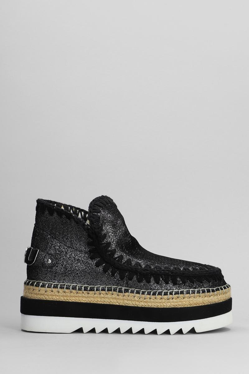 Black jute low ankle boot deals