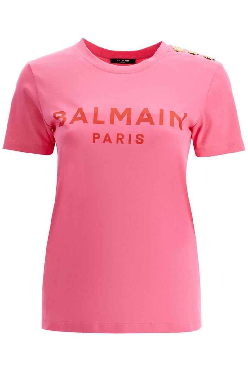 balmain-Pink-Logo-T-Shirt-With