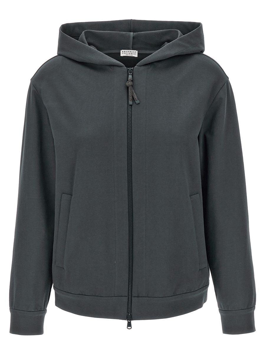Brunello Cucinelli zip-up hoodie - Grey