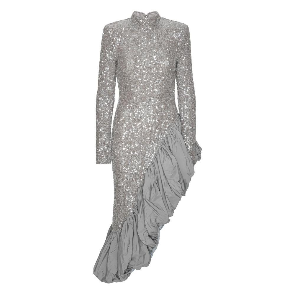 ワンピース Rotate Birger Christensen Asymmetrical Silver Dress ROTATE Birger Christensen Women's Silver Samantha Sequin