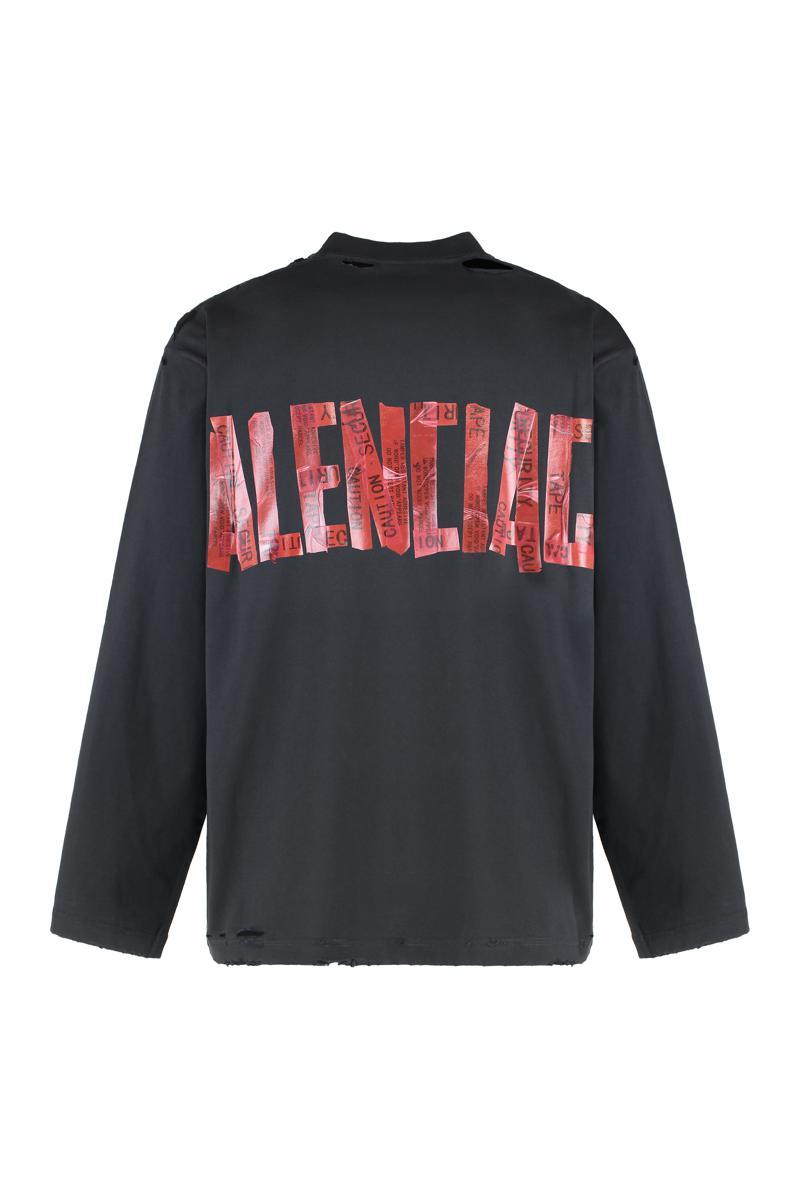 BALENCIAGA｜LONG-SLEEVED ROUND NECK T-SHIRTS (704031 TMV Men's Balenciaga x NASA Crossover Space Printing Long