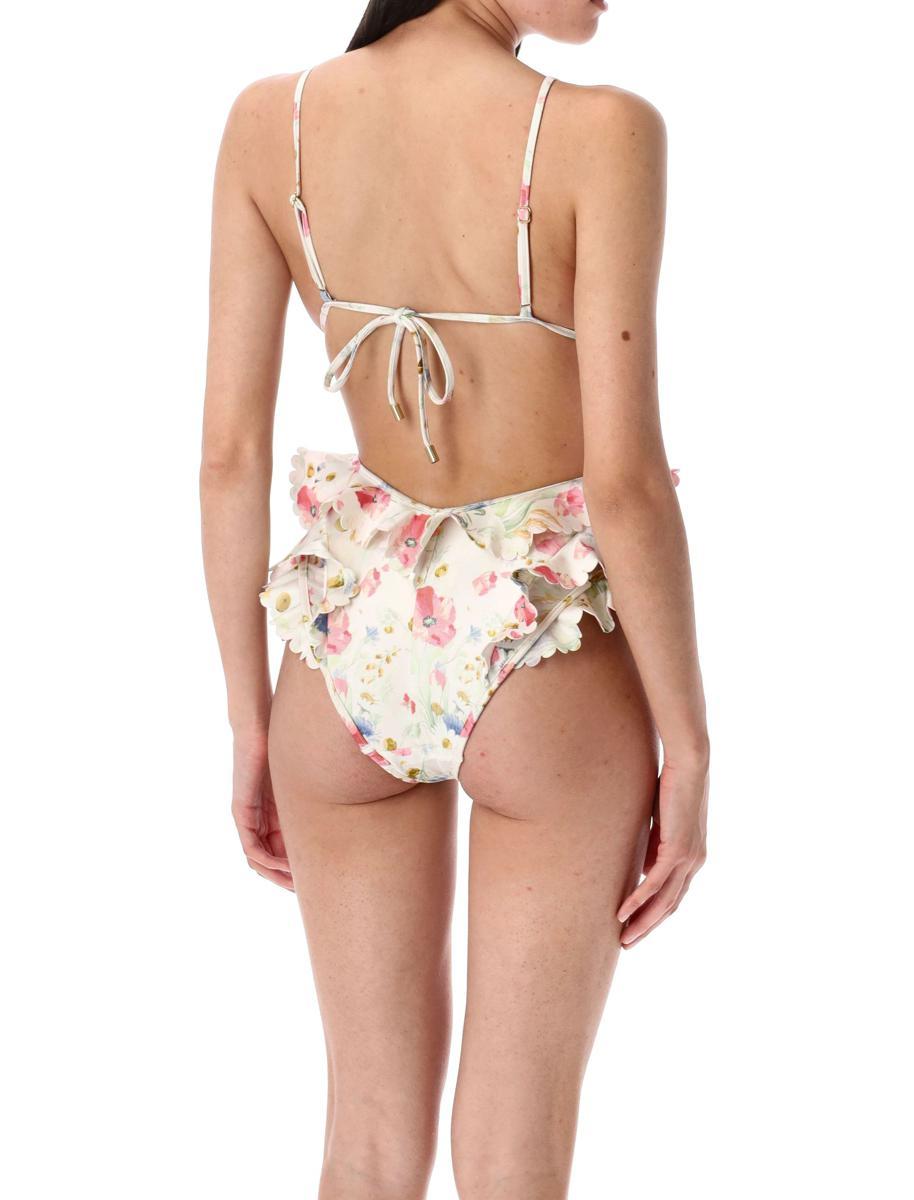 Zimmermann Lucky Waterfall Frill One Piece in White | Lyst