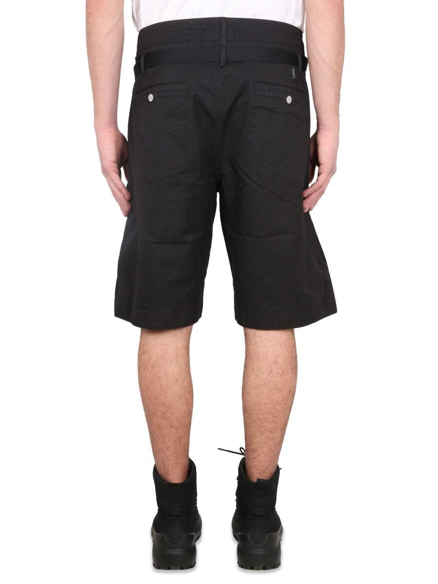 Stone Island Shadow Project logo-patch knee-length Bermuda shorts - Black