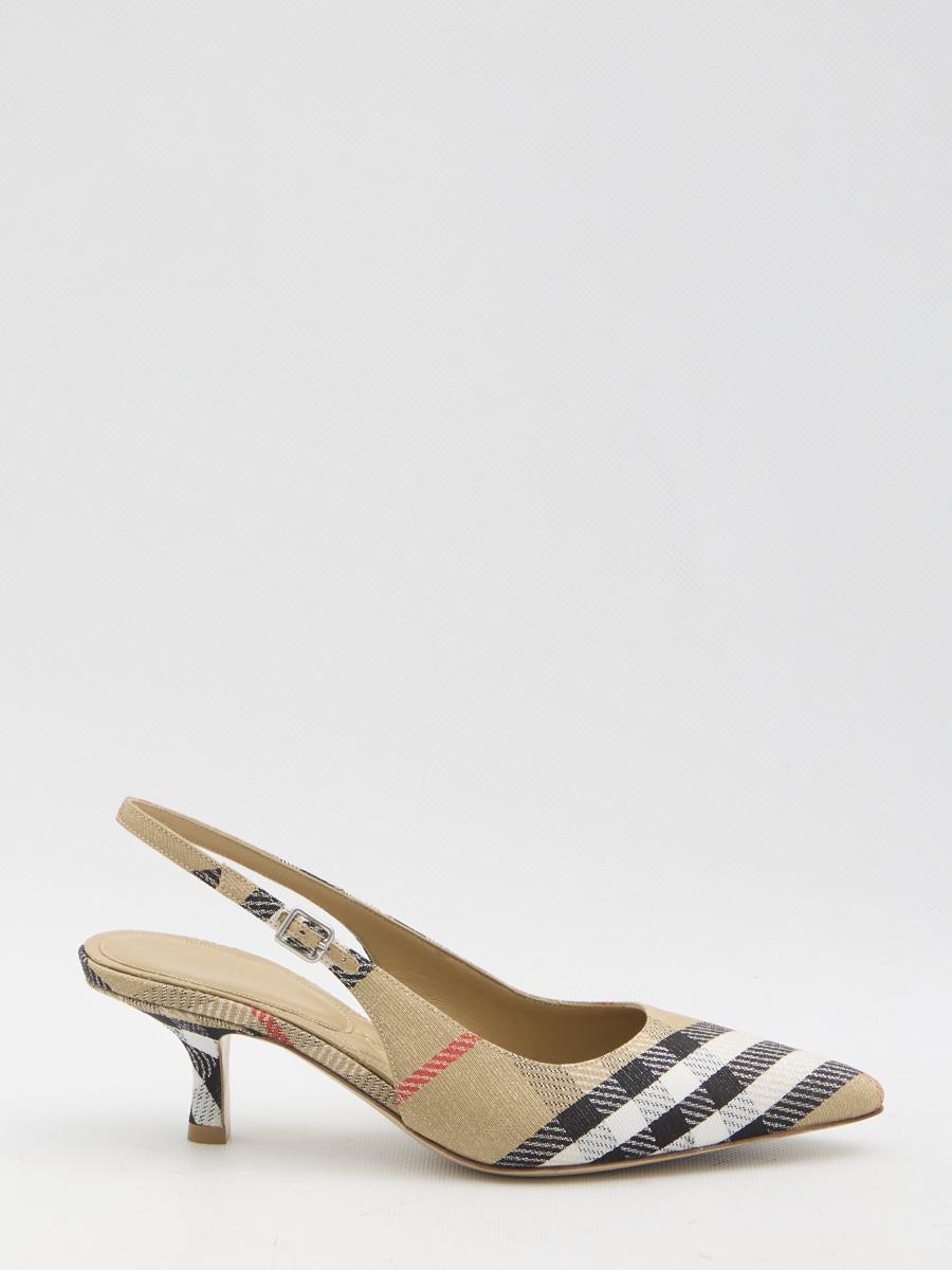 Burberry Birdie Check Slingback Pumps in Natural | Lyst