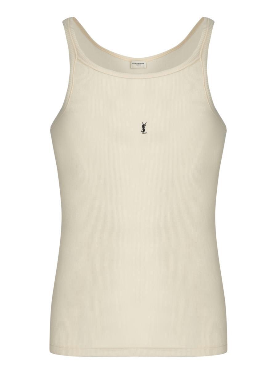 Tシャツ・カットソー SAINT LAURENT IVORY COTTON TANK TOP Saint Laurent Cassandre Tank Top | Saks Fifth Avenue