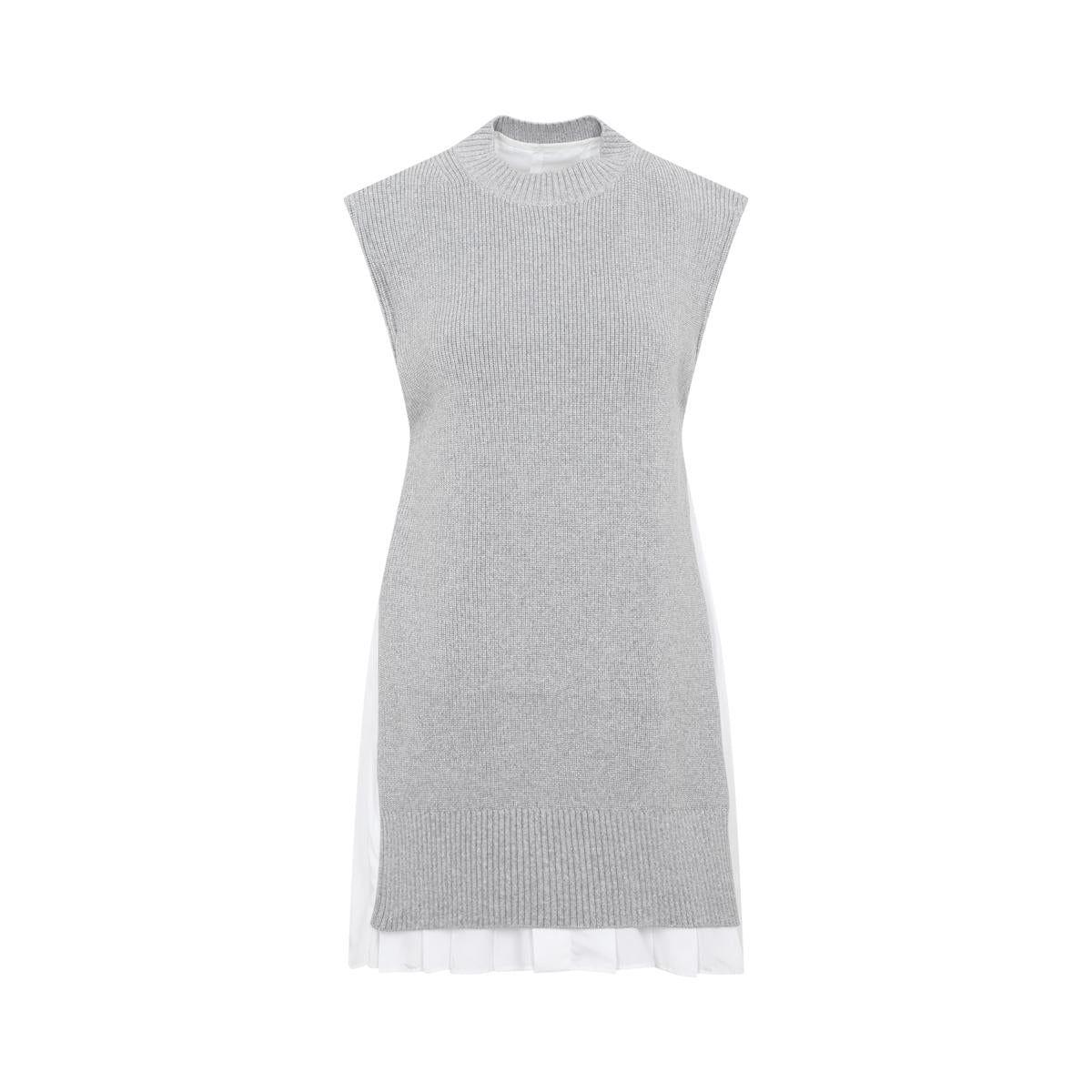 Sacai Cotton Poplin Knitted Dress in Gray | Lyst