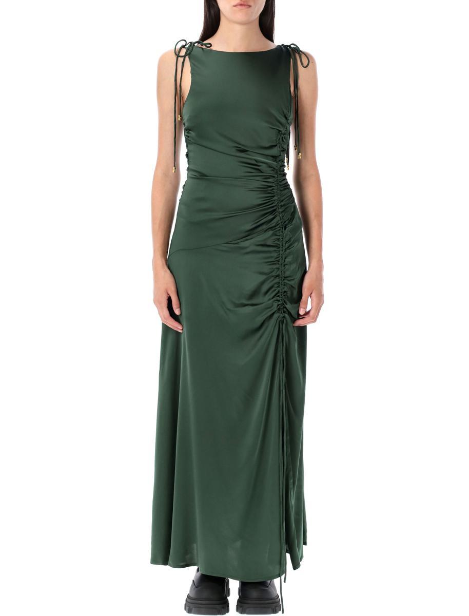 【関税＆送料込み】Ganni Satin Gathered Long Dress Ganni Satin Gathered Maxi Dress | Saks Fifth Avenue