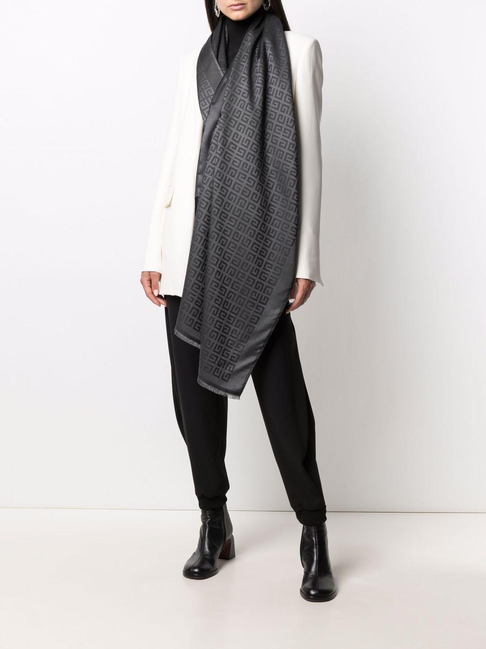 Monogram wool cashmere scarf dark grey