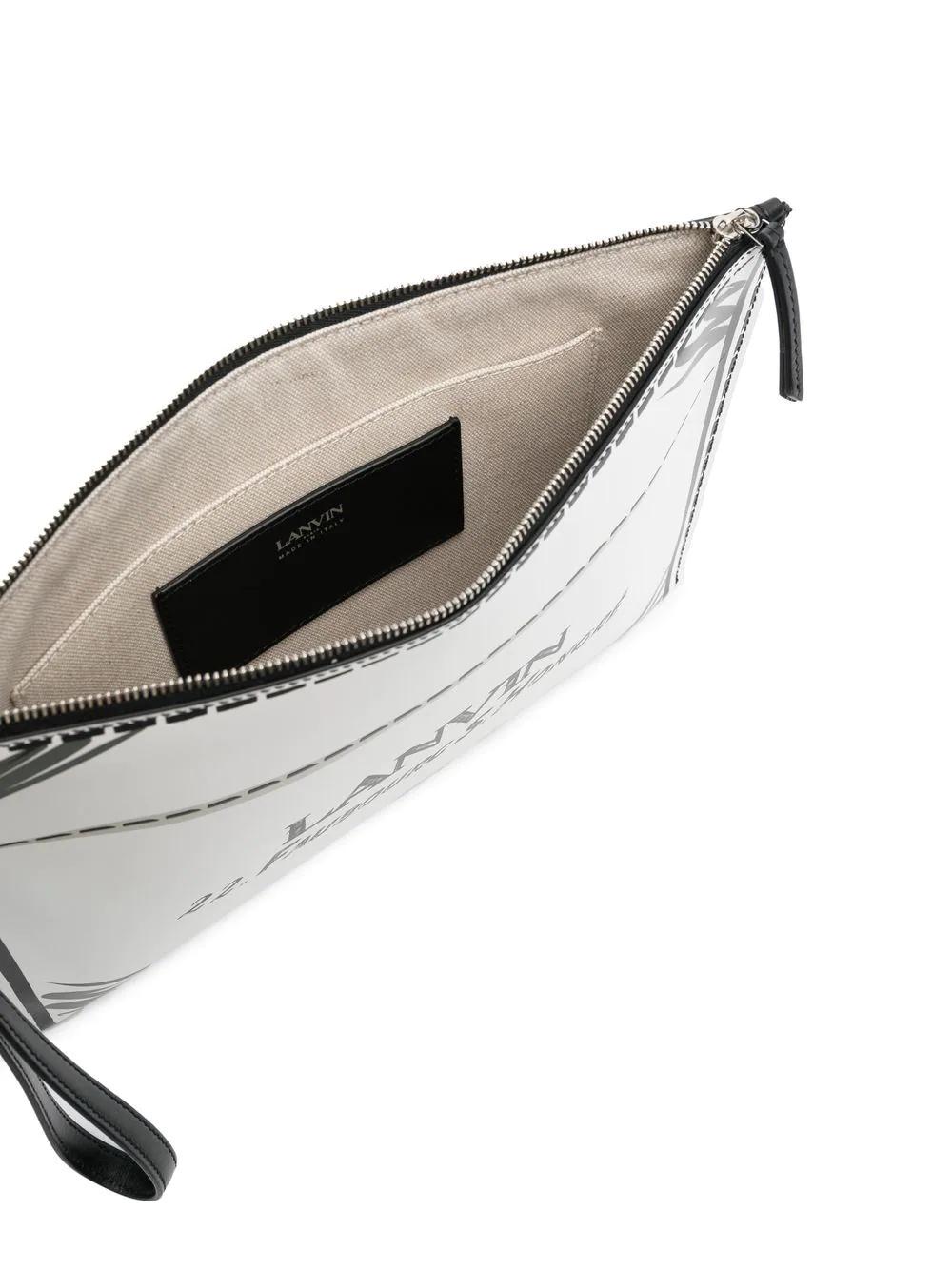 Lanvin Logo-print Leather Clutch Bag in Nero (White) - Save 18% | Lyst