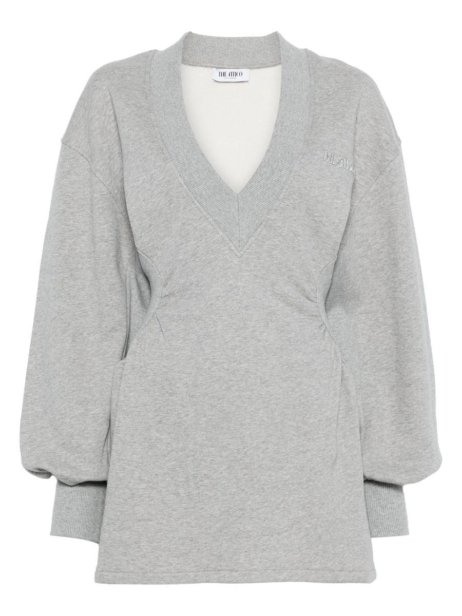 オールインワン・サロペット The Attico Grey Mini Dress With V Neck Halterneck maxi dress in grey - The Attico | Mytheresa