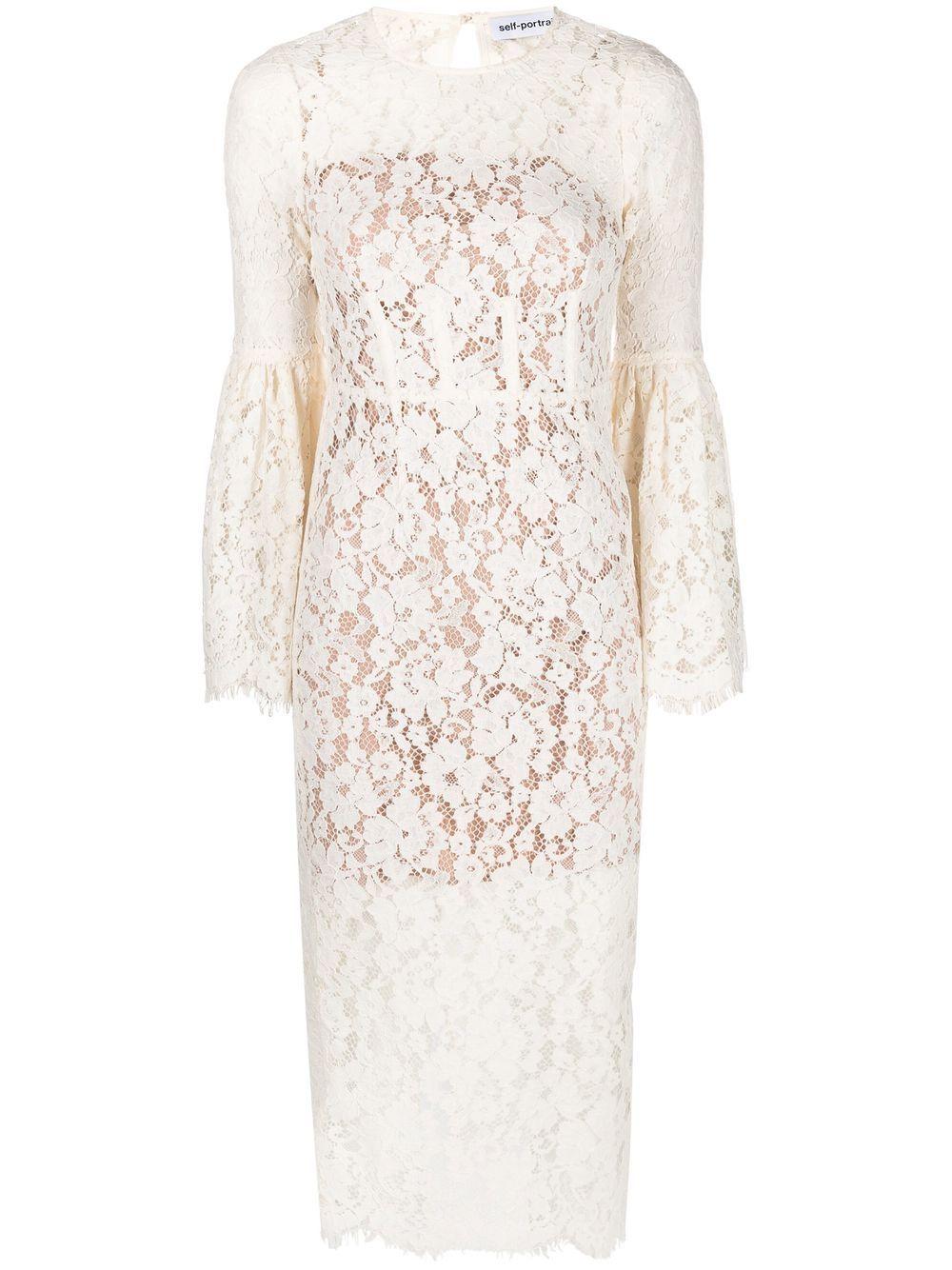 Self-Portrait Floral Lace Midi Dress in 
