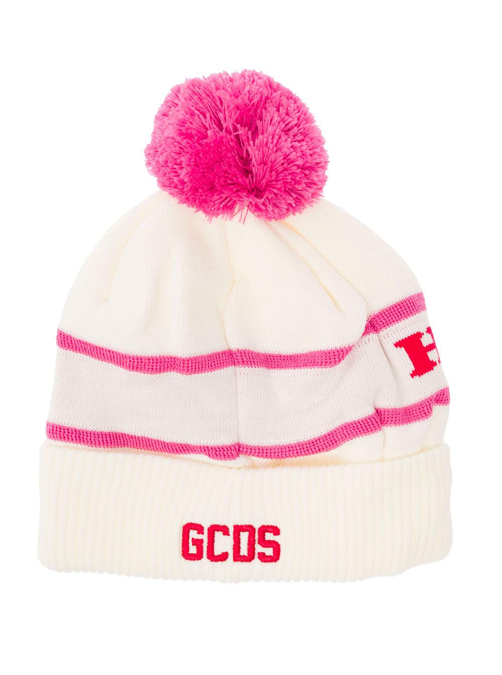Gcds Beanie In Knitted Wool Blend With Pom Pom, Jacquard Lettering And Hello  Kitty Patch Woman in White (Pink) - Save 36% | Lyst