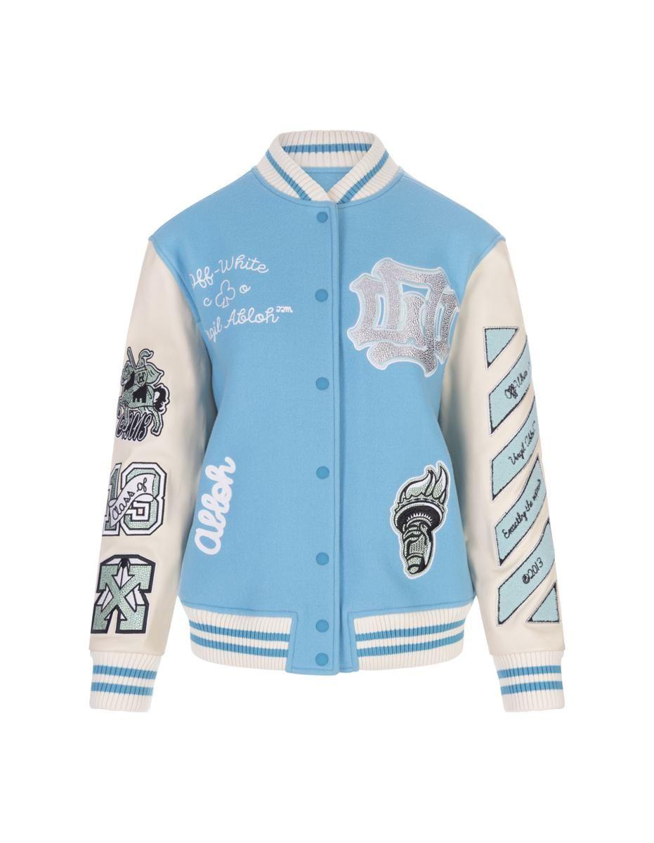 Bomber jacket blue and white hot sale